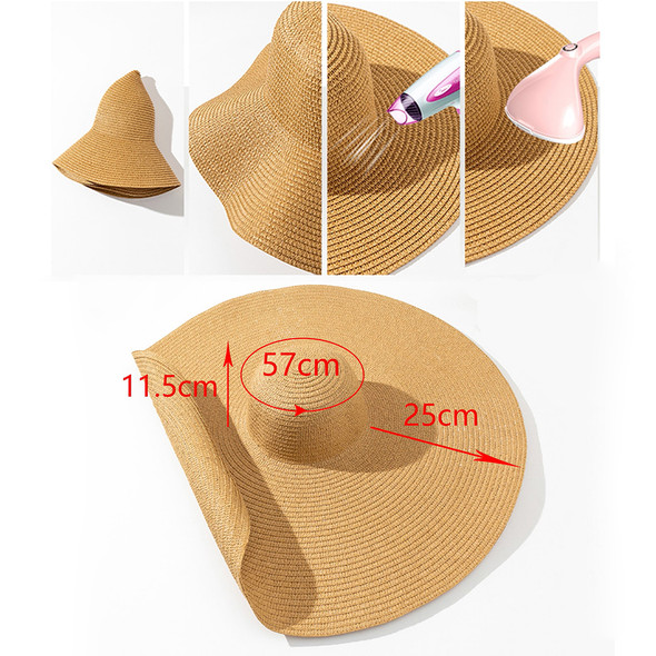 Summer Large Wide Brim Foldable Sun Hats for Women Oversized Sun Shade Hat Travel Straw Hat Lady UV Protection Beach Hat