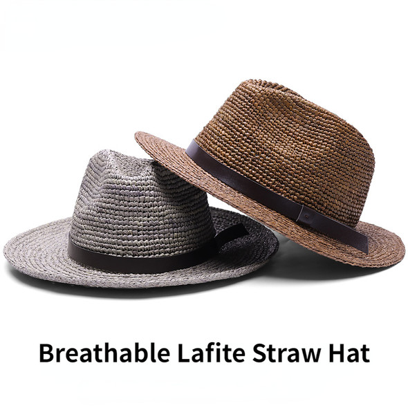 Plus Size 63CM Lafite Grass New Panama Straw Hat Men's and Women's Sunscreen Sun Hat Four Seasons Beach Sunshade Hat