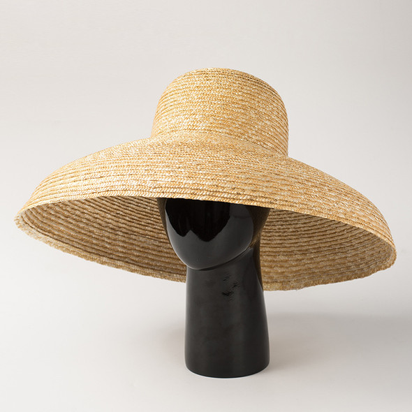 ins retro elegant dome-shaped straw straw hat ladies summer sun protection sunshade concave shape beach straw hat