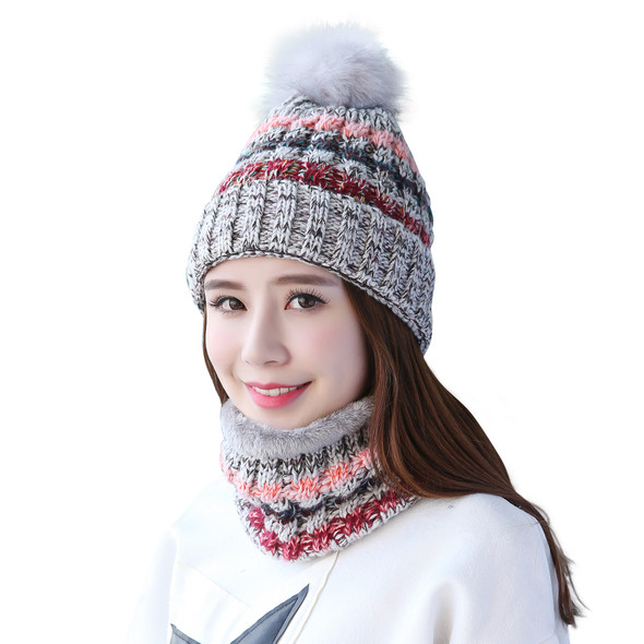 Connectyle Womens Winter Beanie Hat Soft Fleece Lined Circle Scarf Set Thick Warm Fuzzy Acrylic Knit Hat Neck Scarves
