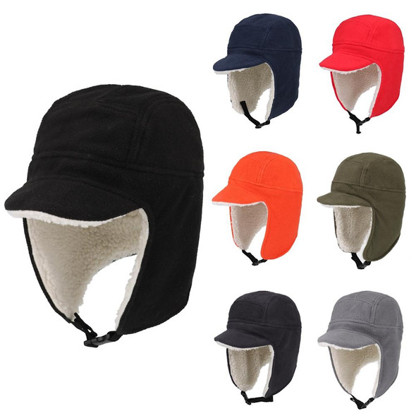Connectyle Men's Women Soft Fleece Warm Winter Hats Sherpa Lined with Visor Windproof Earflap Snow Ski Skull Cap
