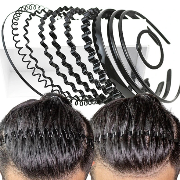 6pcs Fashion Wave Mens Women Unisex Black Wavy Hair Head Hoop Band Sports Headband Hairband Headwear Hair Accessories Gifts