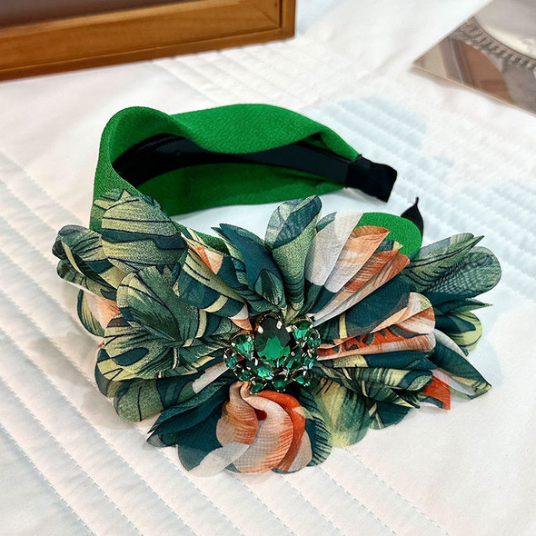 Wide Elegant Floral Headband Bridal Wedding Hairband Holiday Party Flower Crown Scrunchie Vintage Hair Accessories For Women