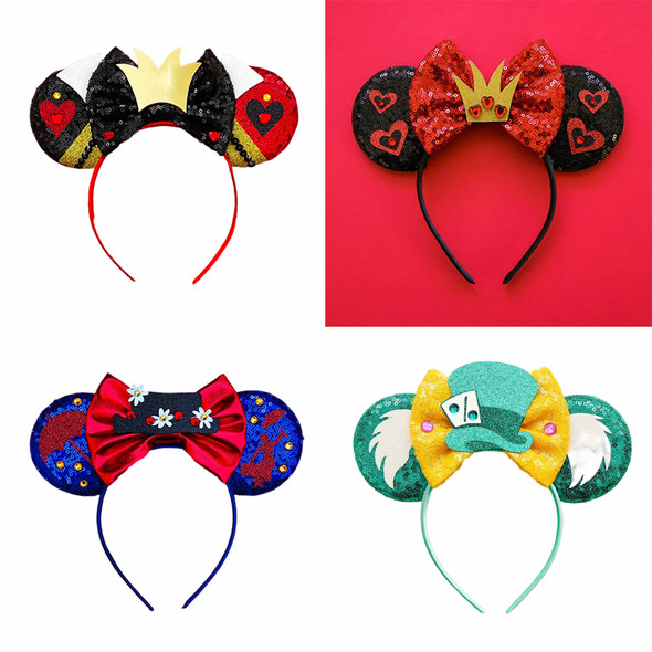 Disney Cartoon Alice In Wonderland Headwear Baby Anime Hair Band Girls Mad Hatter Head Band Kid Cheshire Cat Headband Women Gift