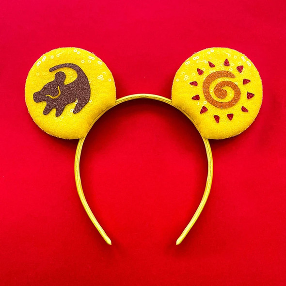 The Lion King Ears Hairbands Women Sequins Bow Headbands Kids Simba Head Band Girls Pumbaa Hair Bands Baby Disney Timon Headwear