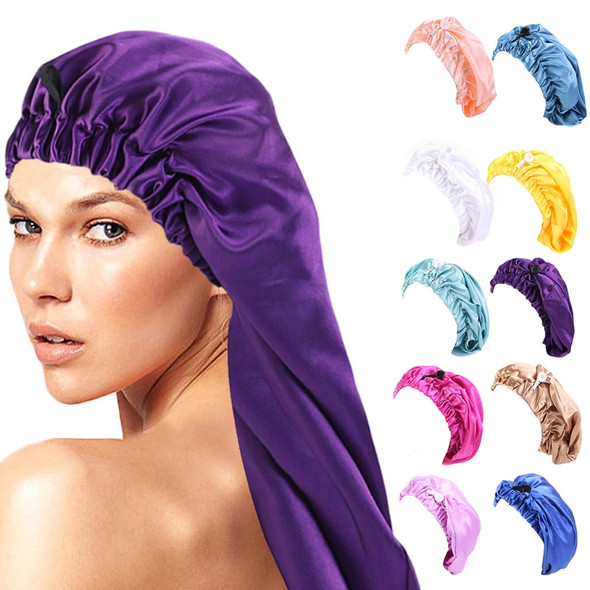 Women Extra Large Satin Long Sleep Cap for Dreadlocks Curly Hair Bonnet Loose Night Sleeping Hat Elastic Band Headwrap Stretchy