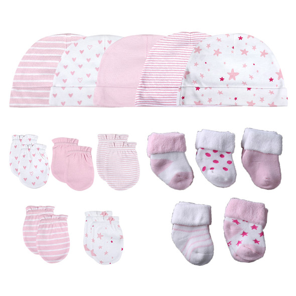 Newborn Hat+Gloves+Socks Set For Baby Boy&Girl Cotton Fall Casual Photography Props Soft Headwear Infant Nightcap Winter Fashion