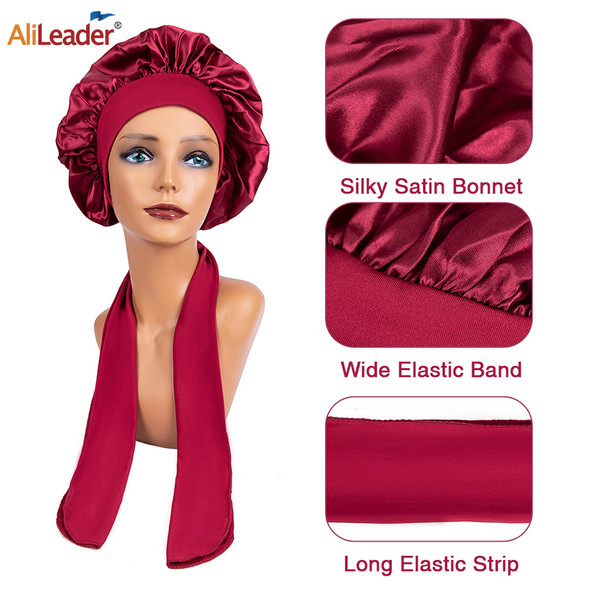 Women Satin Solid Sleeping Cap Soft Silk Nightcap Bonnet With Headband For Women Children Silk Scarf Sleep Hat Alileader