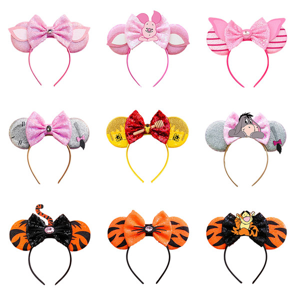 Disney Winnie Pooh Bear Hair Accessories Women Donkey Boy Eeyore Headwear Girl Tigger Piglet Ears Headband Baby Cartoon Hairband