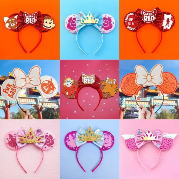 Disney Rapunzel Hair Accessories For Women Sun Flower Ears Headbands Kids Sequins Bow Chameleon Head Bands Girl Tangled Headwear