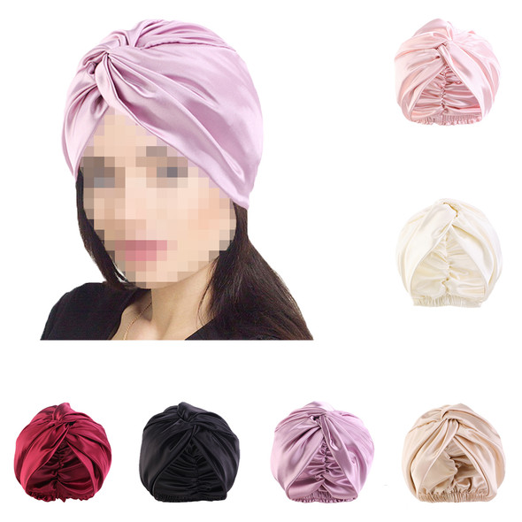 New Women Satin Sleep Night Cap Adjustable Double Layer Nightcap Twist Turban Cap Bandana Beauty Chemo Caps Bonnet Hair Care Hat