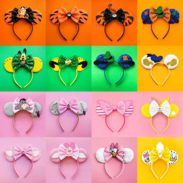 Winnie Pooh Headband Girl Tigger Hair Band Kid Donkey Eeyore Hairbands Baby Disney Sequins Bow Head Bands Women Cartoon Headwear