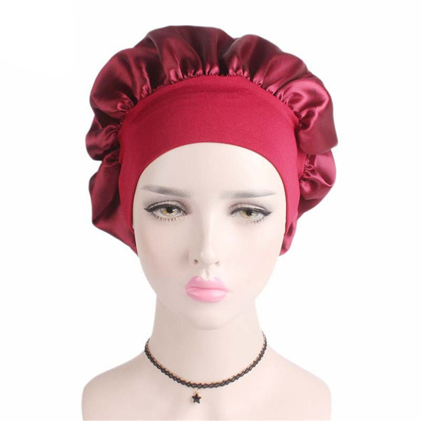 Newly Women's Satin Solid Sleeping Hat Night Hair Care Bonnet Nightcap For Women Men Unisex Cap