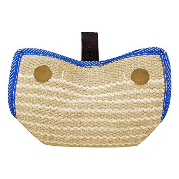 Linen Dog Bite Pillow Wedge 2 Handles with 1 Loop Tug Interactive for