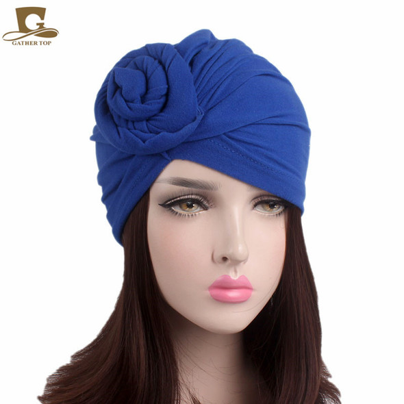 New Women cotton top knotted turban hat bonnet Hijab chemo cap headbands Female Muslim Hat Head Cover Night Cap Hair Accessories