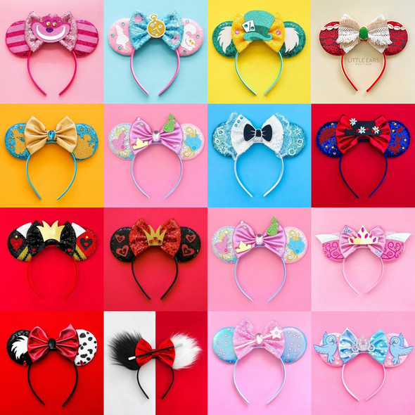 Disney Alice in Wonderland Hair Accessories For Women Cheshire Cat Hairband Girl Mad Hatter Headband Kid Red Queen Ears Headwear