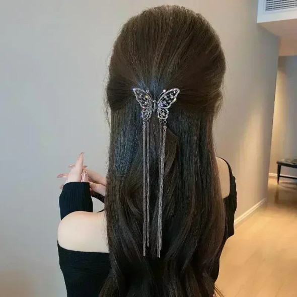Shark crab Clips girls Hairpin Hair Accessories Korean Women crystal Simple hair vclaw clip Butterfly Pearl Tassel hair clip