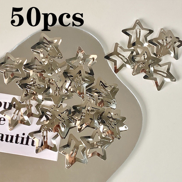 2-50Pcs Y2K Silver Star Hair Clips for Girls Filigree Star Metal Snap Clip Hairpins Barrettes Hair Jewelry Nickle Free Bobby Pin