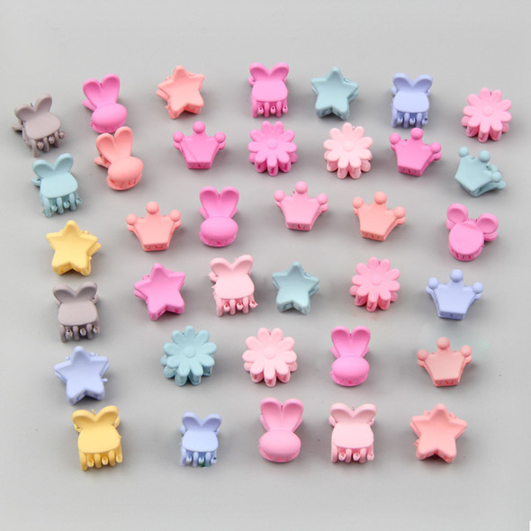 30Pcs/Bag Mini Cute Hair Claws Clips For Girls Baby Colorful Hairpin Cartoon Rabbit Flower Crown Star Hair Clips Children Clamp