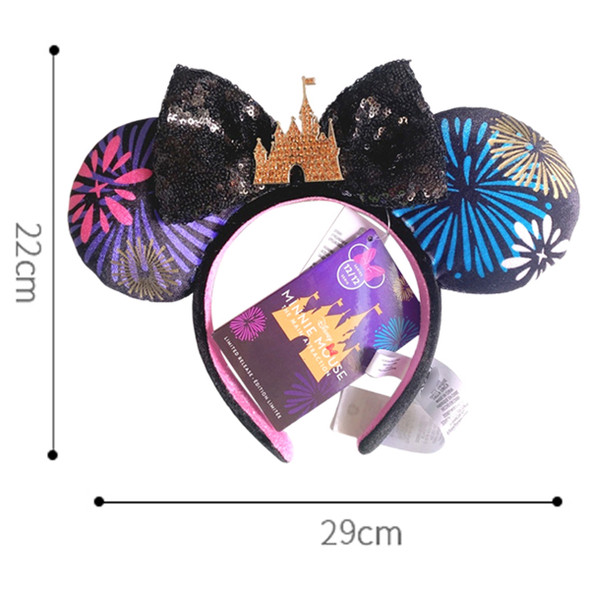 2023 Disney Mickey Mouse Ear Headband Disneyland Fireworks Elephant Headwrap Adult/Kid Plush Cosplay dryads Bow Hair Accessory