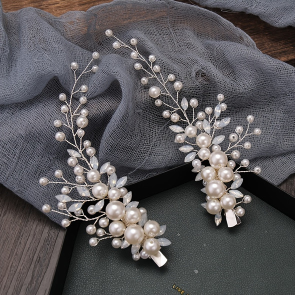 Rhinestone Pearl Hair Clip Headband Bridal Hair Accessories Women Tiara Crystal Headband Wedding Barrettes Hair Jewelry Gift