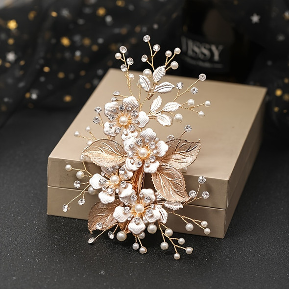Crystal Flower Leaf Bridal Hair Clip Hairpin Headband For Women Bride Party Bridal Wedding Hair Accessories Jewelry Clip Pin Gif