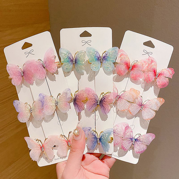 1/2/6Pcs Butterfly Hairpins Girl Hair Clips Barrettes Women Sweet Hair Ornament Rainbow Headwear Fashion Hair Accessories Color