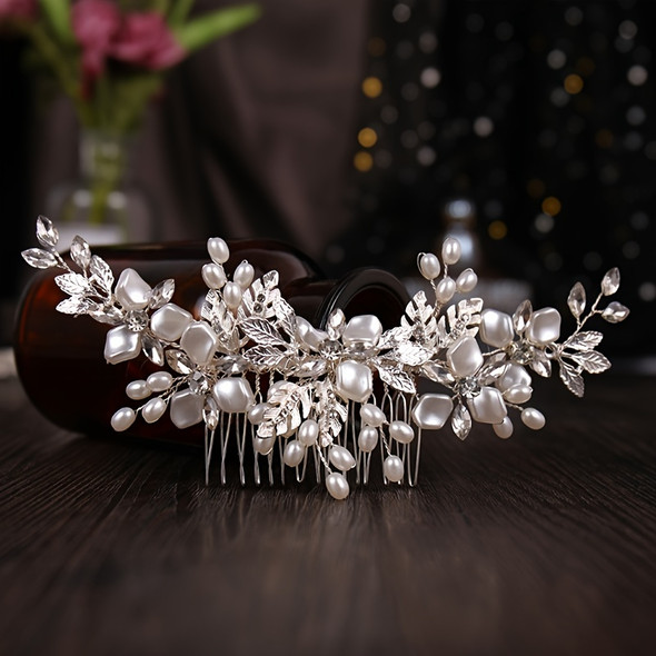 Silver Color Pearls Crystal Tiaras Hair Combs For Wedding Hair Accessories Bridal Hair Jewelry Elegant Headpiece Women Clips