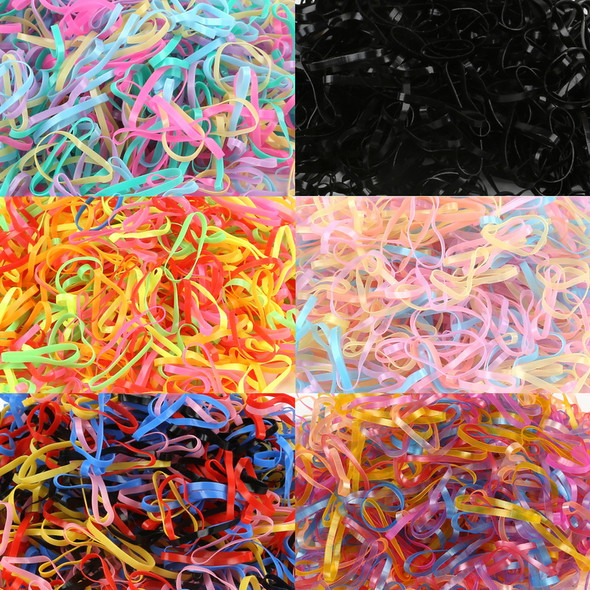500pcs/LOT Multi Color Ponytail Hair Holders Hair Accessories Mixed Rubber Bands Elastic Hair Ties Girls Kids Tie Gum