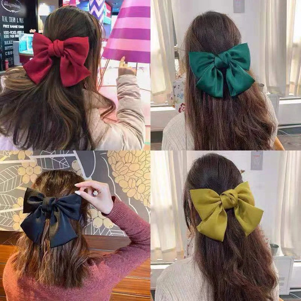 Fashion Ribbon Bow Hair Clips for Women Large Bow Hairpin Girls Satin Trendy Ladies Hairgrips Cute Barrette Hair Accessories
