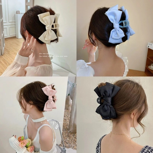 Fashion Women Bow Hairpin Korean Version Of Solid Color Butterfly Satin Hair Clips Girls Hair Accessories Headwear