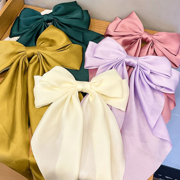 Elegant Ribbon Bow Hair Clips Fashion Simple Solid Satin Spring Clip Hair Pin Retro Headband with Clips Girls Hair Accessories