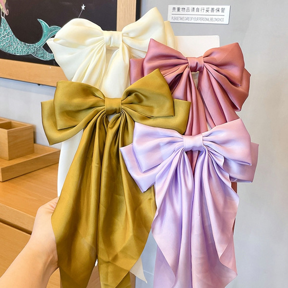 Elegant Ribbon Bow Hair Clips Fashion Simple Solid Satin Spring Clip Hair Pin Retro Headband with Clips Girls Hair Accessories