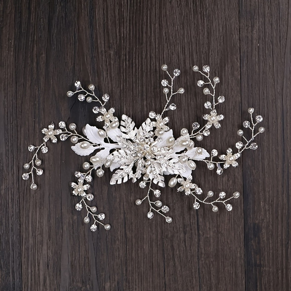 Crystal Pearl Leaf Hair Clips Pin Accessories Rhinestone Silver Color Headbands For Women Bride Wedding Bridal Hair Accessories