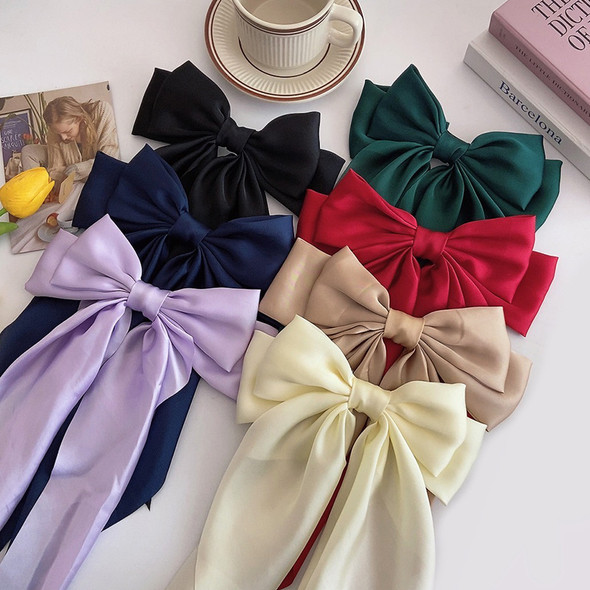 3pcs Set Solid Color Satin Ribbon Bows Hairpin Spring Clips Hair Accessories for Women Girls Trendy Korean Headwear