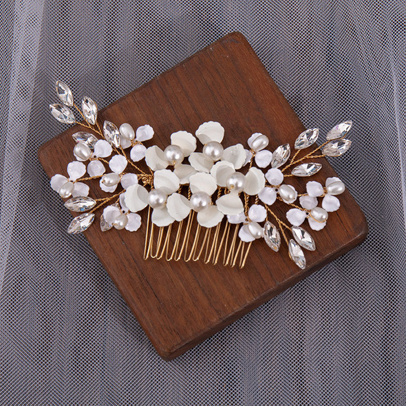 Crystal Pearl Flower Hair Comb Clip Hairpin Headband For Women Rhinestone Bridal Wedding Hair Accessories Jewelry Comb Headband