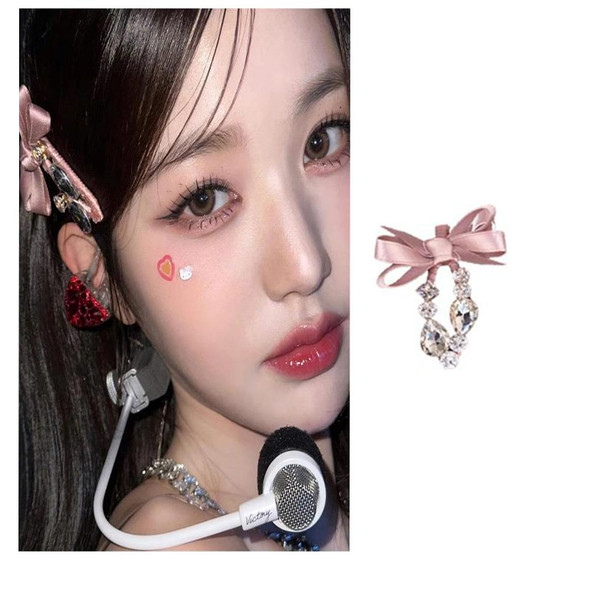 Wonyoung Same Bow Rhinestone Hair Clip Korean Sweet Youthful Temperament Hair Accessories Kpop Star idol Fashion Style