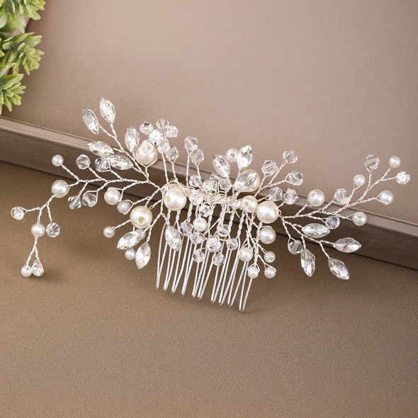Crystal Pearl Hair Comb Clip Hairpin For Women Bride Rhinestone Bridal Wedding Hair Accessories Jewelry Comb Clip Hairpin Gift