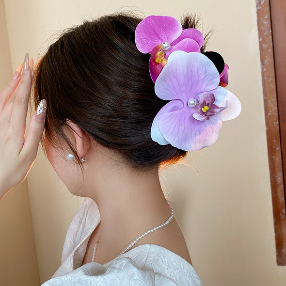 Colorful Pearl Phalaenopsis Flower Hair Clip for Women Sweet Korean Fashion Hair Claws High-grade Hair Accessories Girl Gifts