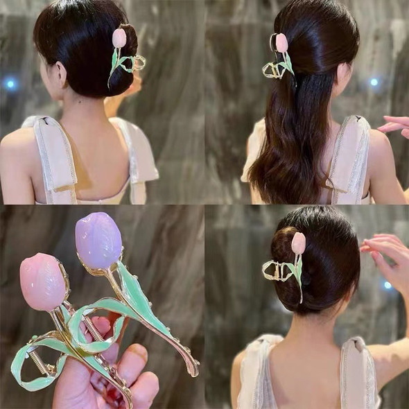 Muweordy Tulip Hair Claw Clips Flower Hair Clip Metal Hair Clips Popular Hair Catch Hair Accessories For Women