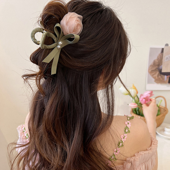 VANIKA New Chiffon Flower Hair Claw Clip Fashion Hair Accessories Women Big Floral Hair Clamp Elegant Ponytail clip Headwear