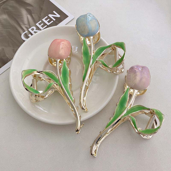 New Tulip Hair Claw Flower grace Shark Clip Headdress Vintage Ponytail Claw Clip Trendy sweet HAIR CLIP FOR GIRL Hair Jewelry