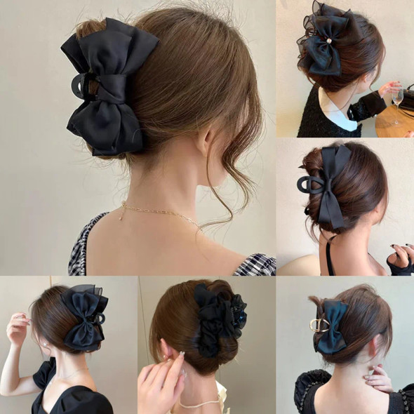 Korean Big Size Bow Hair Claw Sweet Kawaii Hair Clip Claw Clamp Girls Hair Clips Headwear Women Hair Accessories
