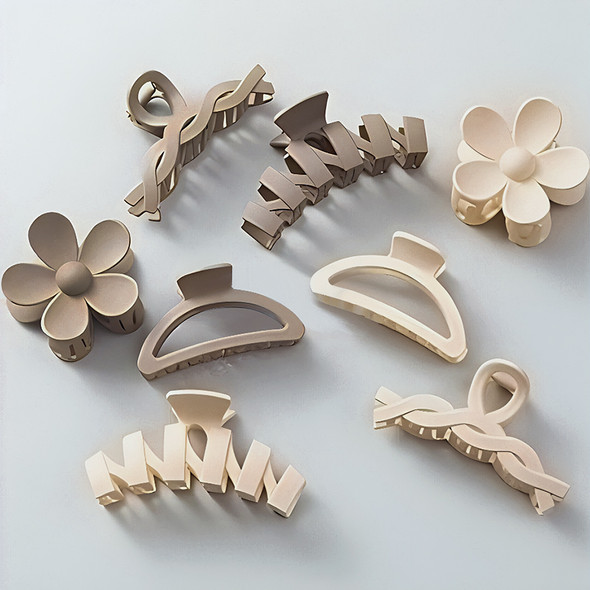 8Pcs Fashion Hair Clips for Women Flower Shape Large Claw Clips for Thick Hair Ponytail Hairpins Barrette Girls Hair Accessories