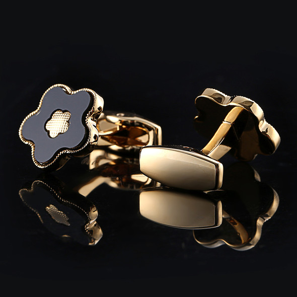 Luxury Golden Mens Suit Shirt Cufflinks Wedding Groom Groommen Flower Style Cuff links Buttons Father Birthday's Gifts Jewelry