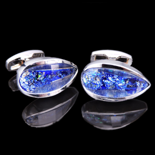 Summer new high quality brass hand inlaid Blue Crystal zircon Cufflinks classic style men's jewelry gifts