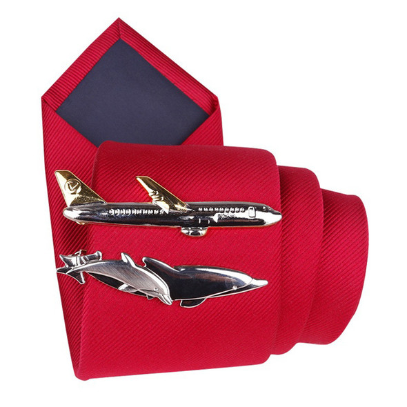 Men Tie Clip Cute Steamship Dolphin Airplane Tableware Shape Tie Bar Wedding Party Tie Pin Jewelry Tie Clip High Grade Men Gifts