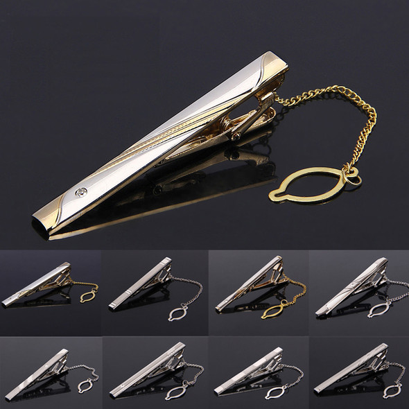 New Silvery Tie Clip For Men Classic Meter Tie Clips Alloy Tie Bar Quality Enamel Tie Collar Pin Crystal Business Corbata