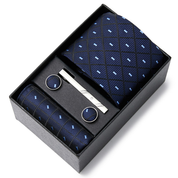 Tie For Men Wedding Present Tie Pocket Squares Cufflink Set Necktie Box Gray Man Wedding Accessories Fit Group