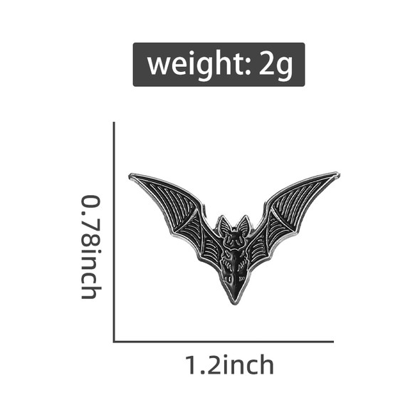 2pcs Bat Enamel Pins Gothic Punk Witch Halloween Brooch Collar Badge Black Spooky Jewelry Gift for Friends